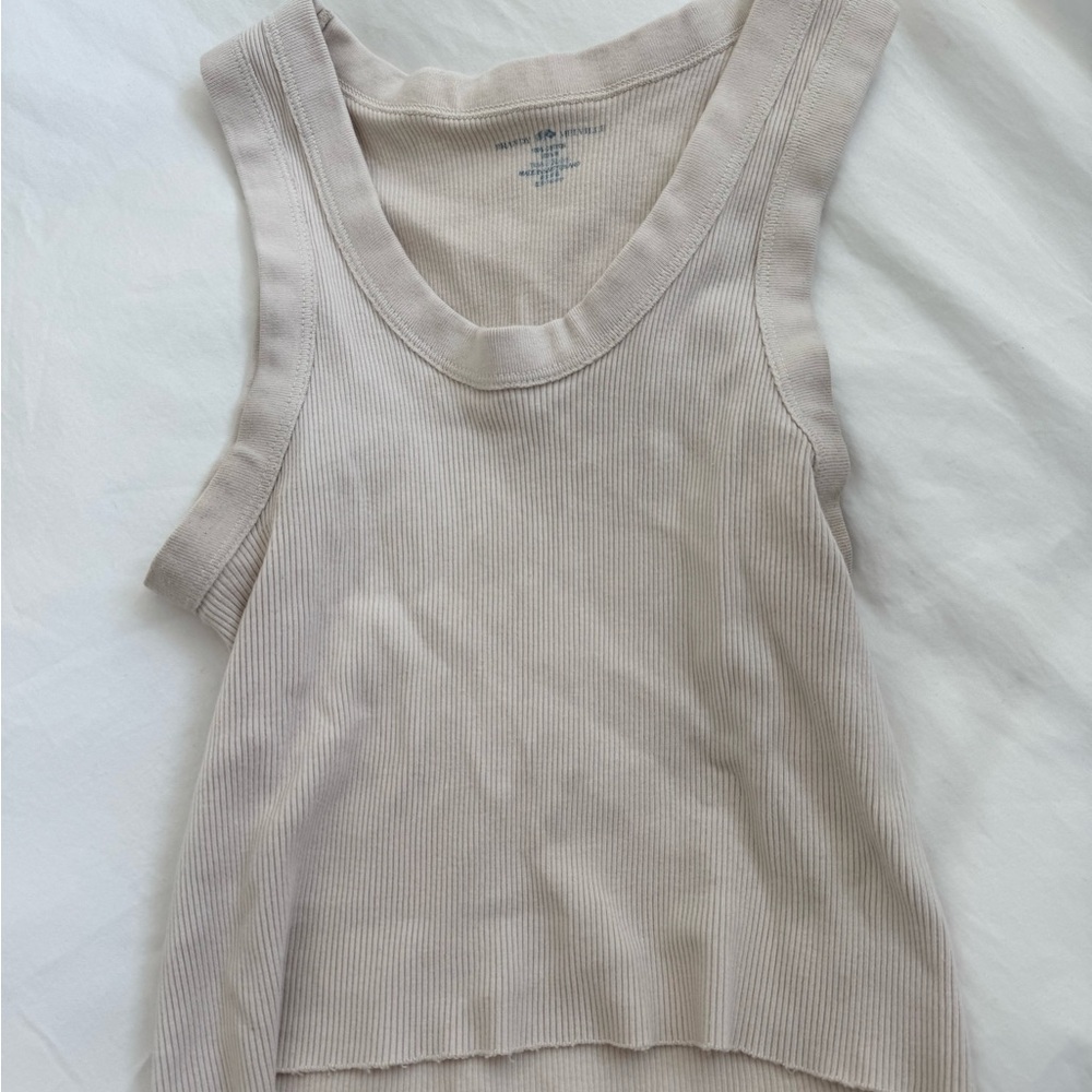 Brandy Melville Beige Ribbed Tank Top